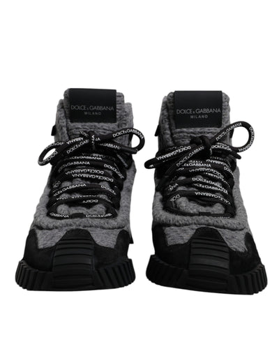 Dolce &amp; Gabbana Grijs Zwart NS1 High Top Boots Sneakers Schoenen