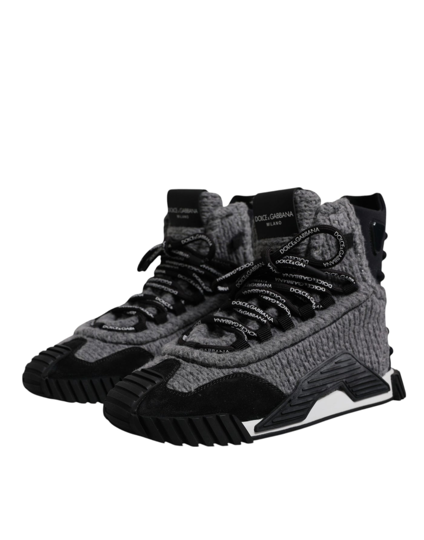Dolce &amp; Gabbana Grijs Zwart NS1 High Top Boots Sneakers Schoenen
