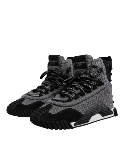 Dolce &amp; Gabbana Grijs Zwart NS1 High Top Boots Sneakers Schoenen