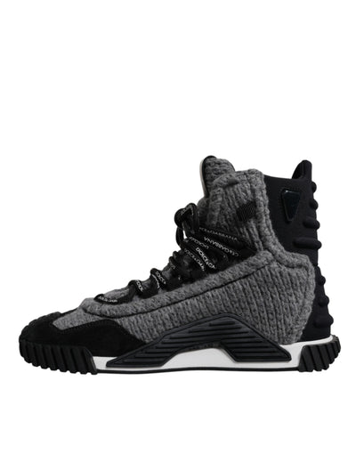 Dolce &amp; Gabbana Grijs Zwart NS1 High Top Boots Sneakers Schoenen