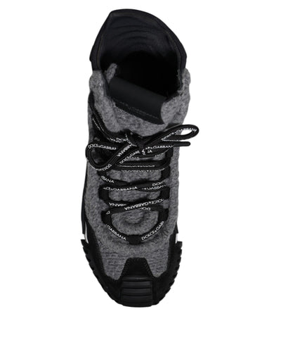 Dolce &amp; Gabbana Grijs Zwart NS1 High Top Boots Sneakers Schoenen