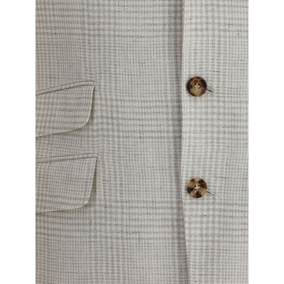 Blazer à carreaux à simple boutonnage Brunello Cucinelli
