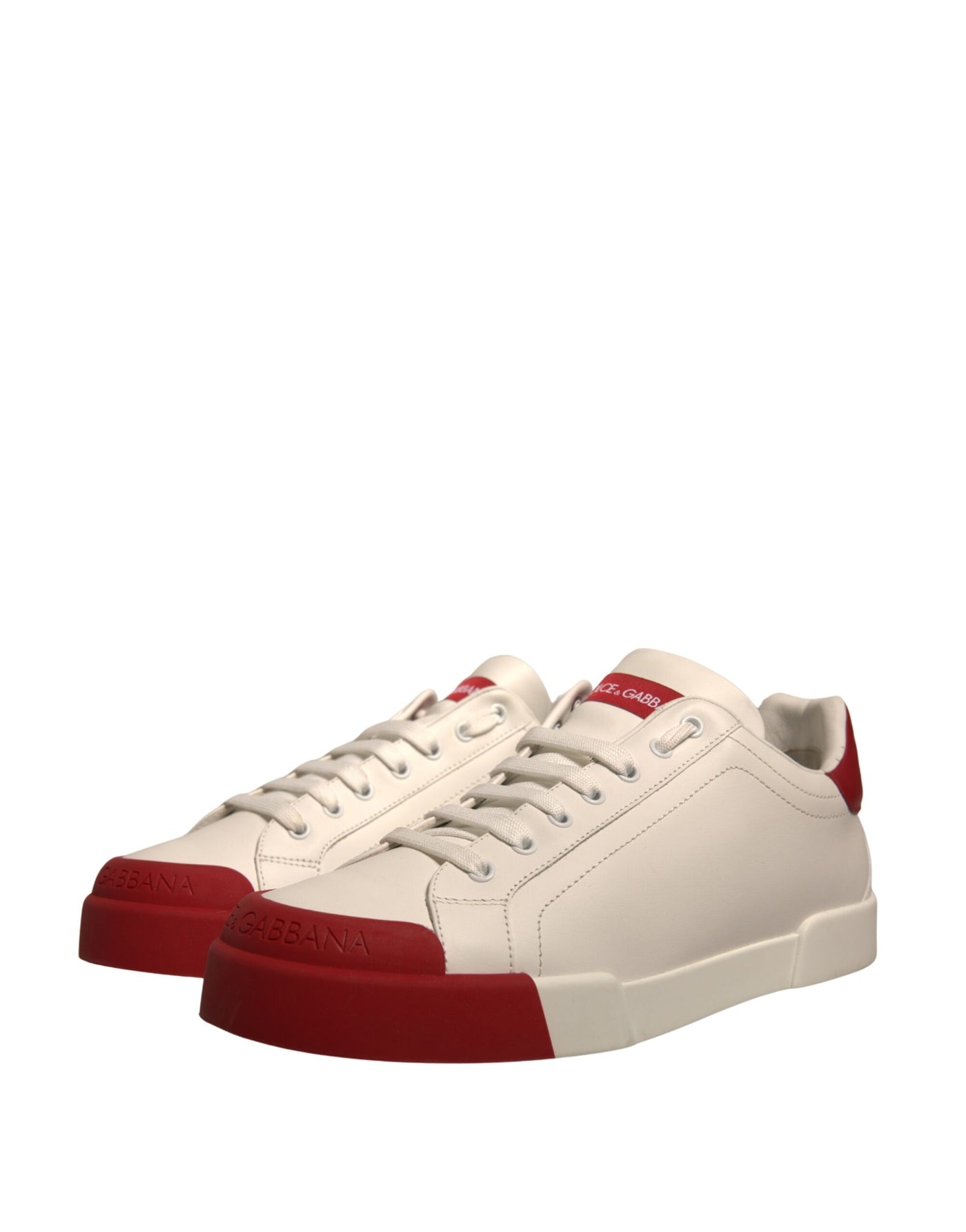Dolce &amp; Gabbana witte leren Portofino-sneakers met logo