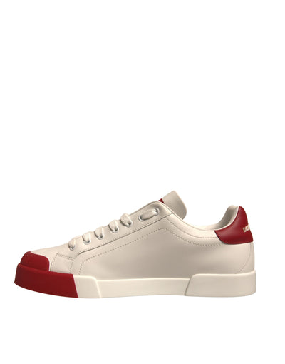 Dolce &amp; Gabbana witte leren Portofino-sneakers met logo