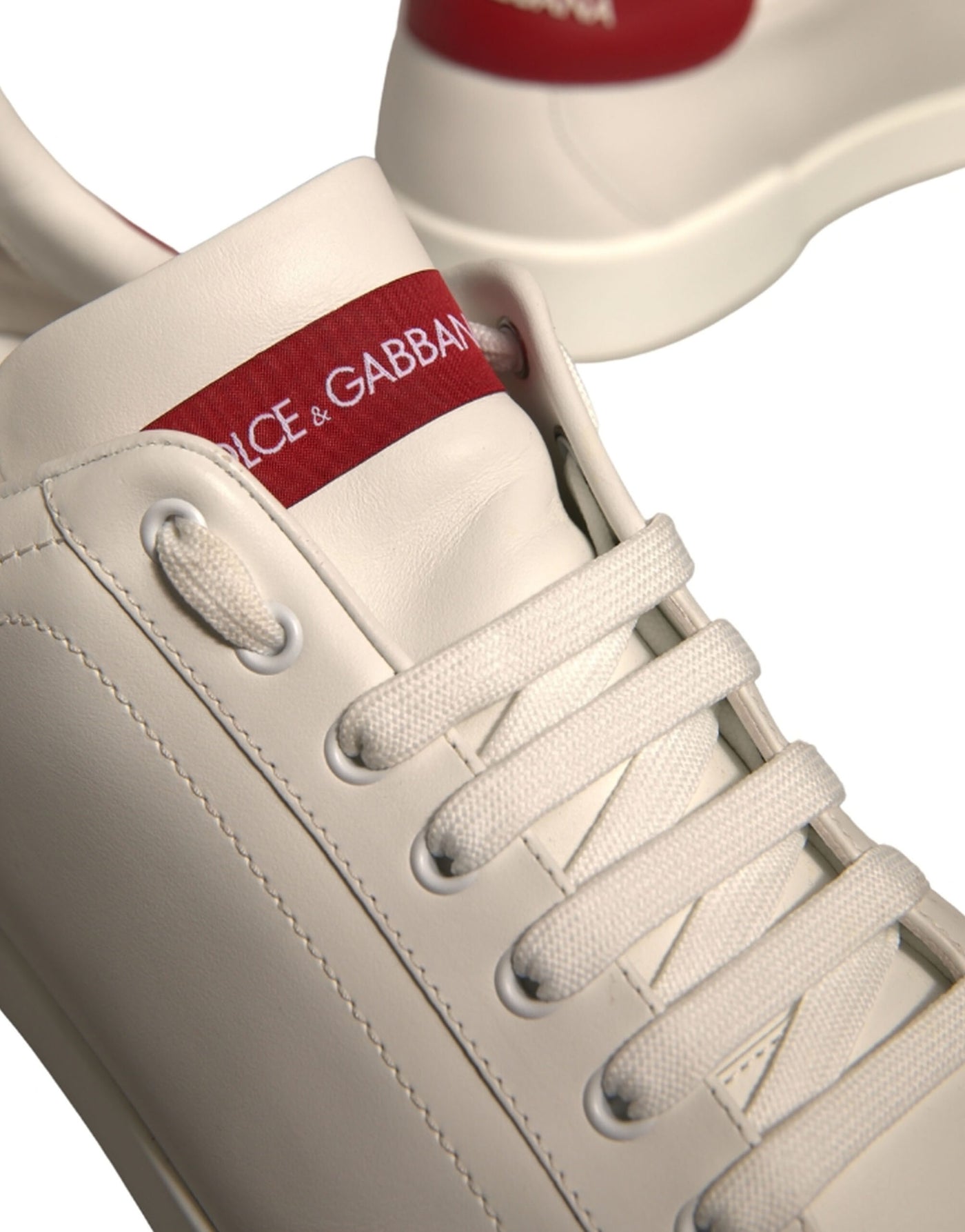Dolce &amp; Gabbana witte leren Portofino-sneakers met logo