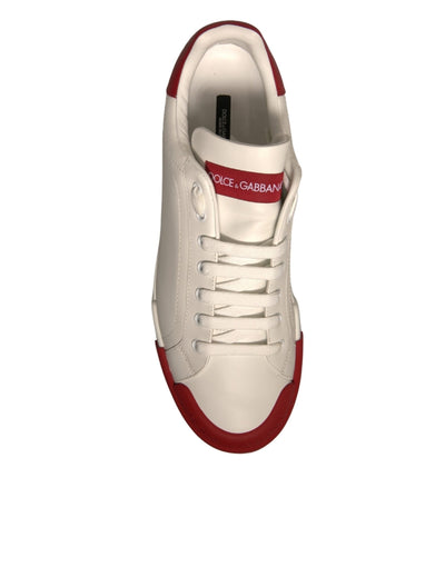 Dolce &amp; Gabbana witte leren Portofino-sneakers met logo
