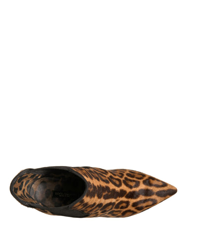 Dolce &amp; Gabbana Bruine Luipaard Leren Stretch Hakken Laarzen