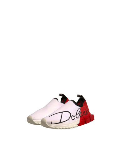 Dolce &amp; Gabbana Wit Rode Lage Top Sorrento Sneakers Schoenen
