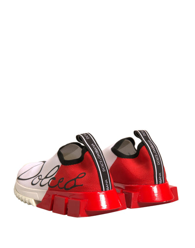 Dolce &amp; Gabbana Wit Rode Lage Top Sorrento Sneakers Schoenen