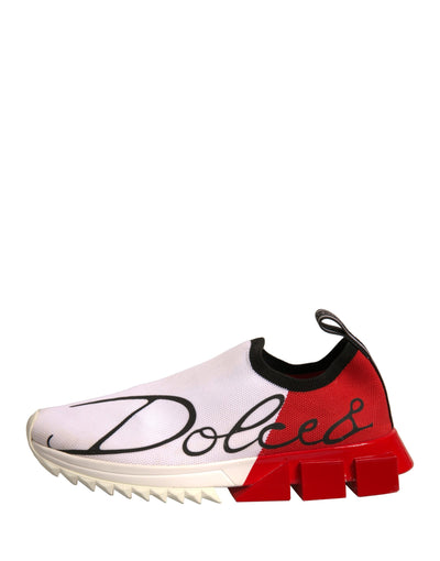 Dolce &amp; Gabbana Wit Rode Lage Top Sorrento Sneakers Schoenen