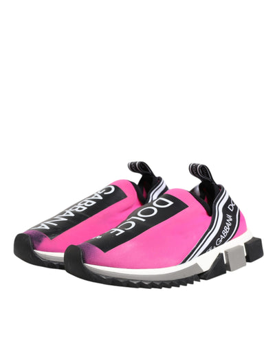 Dolce &amp; Gabbana Fuchsia Witte Slip On Sorrento Sneakers Schoenen