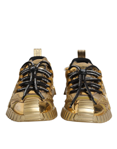 Dolce &amp; Gabbana Gold Stretch Lace Up NS1 Sneakers Schoenen