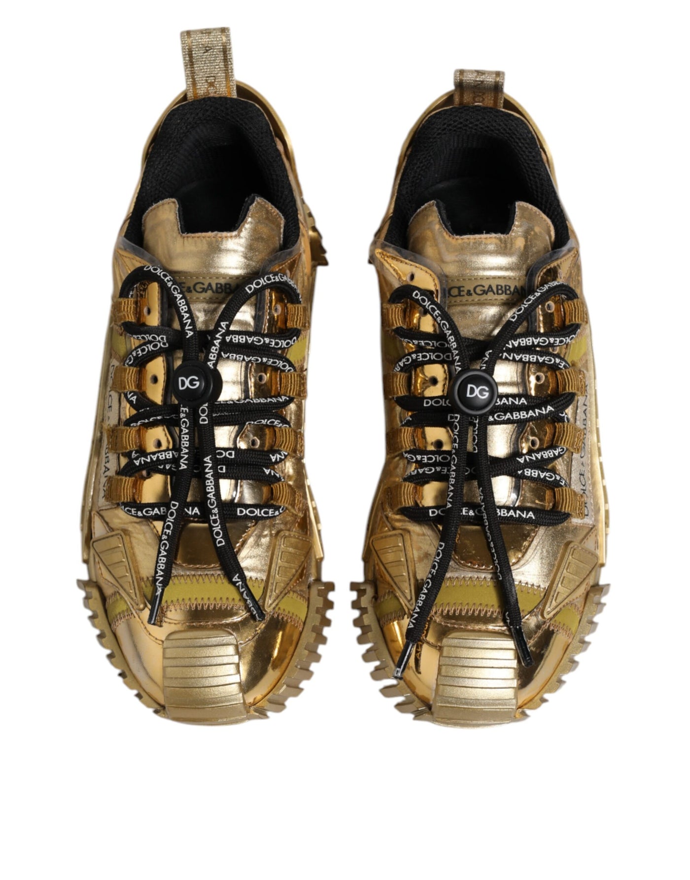 Dolce &amp; Gabbana Gold Stretch Lace Up NS1 Sneakers Schoenen