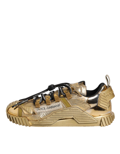 Dolce &amp; Gabbana Gold Stretch Lace Up NS1 Sneakers Schoenen