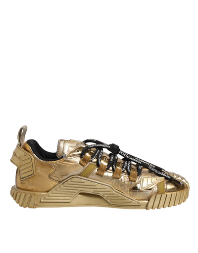 Dolce &amp; Gabbana Gold Stretch Lace Up NS1 Sneakers Schoenen