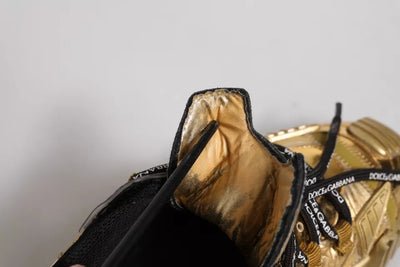 Dolce &amp; Gabbana Gold Stretch Lace Up NS1 Sneakers Schoenen