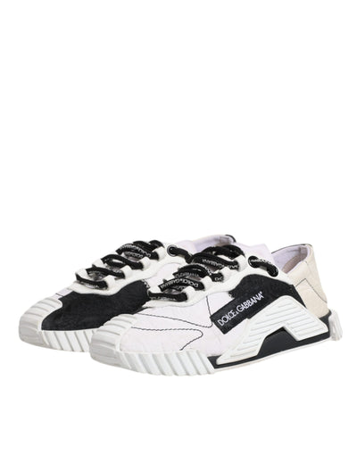 Dolce &amp; Gabbana Witte Zwarte NS1 Lage Sneakers Schoenen