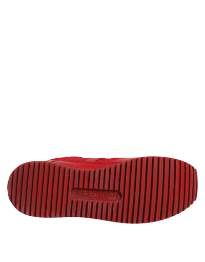 Dolce &amp; Gabbana rode leren sneakers met bloemenkant