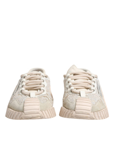 Dolce &amp; Gabbana Witte Veter NS1 Lage Top Sneaker Sportschoenen
