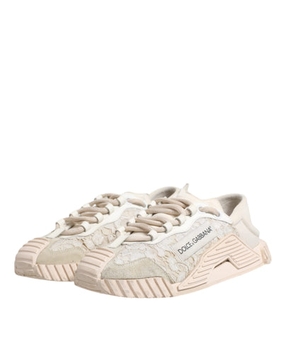 Dolce &amp; Gabbana Witte Veter NS1 Lage Top Sneaker Sportschoenen