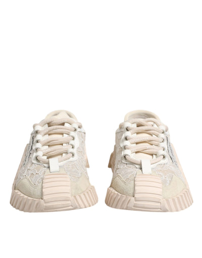 Dolce &amp; Gabbana Witte Veter NS1 Lage Top Sneaker Sportschoenen