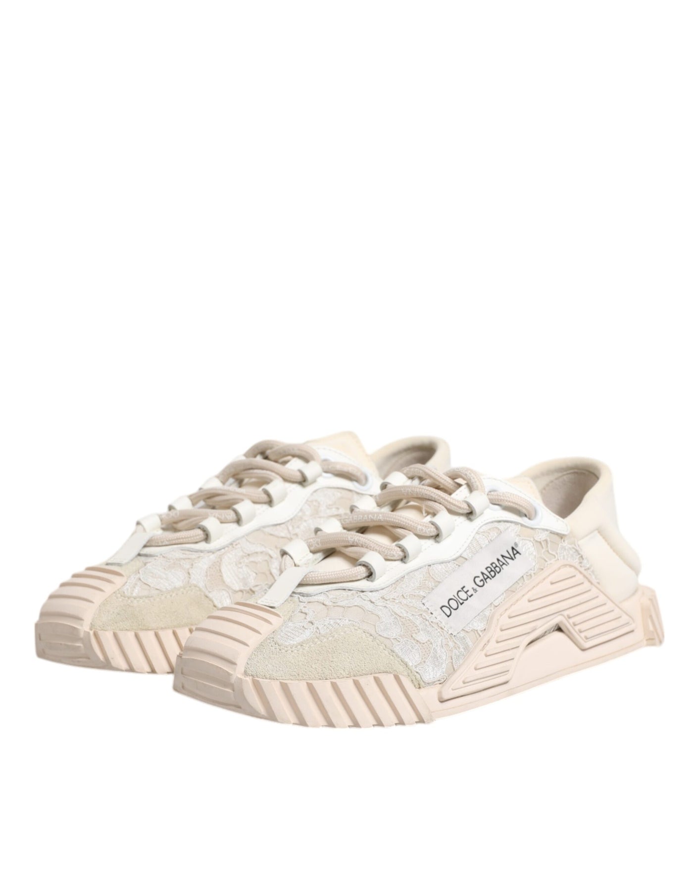 Dolce &amp; Gabbana Witte Veter NS1 Lage Top Sneaker Sportschoenen