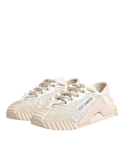 Dolce &amp; Gabbana Witte Veter NS1 Lage Top Sneaker Sportschoenen