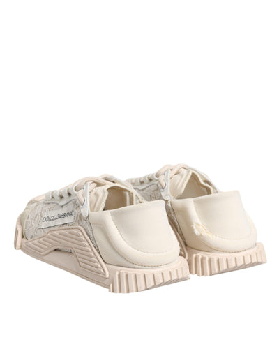 Dolce &amp; Gabbana Witte Veter NS1 Lage Top Sneaker Sportschoenen