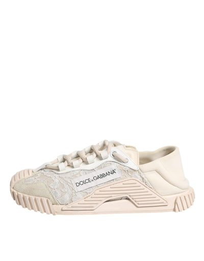 Dolce &amp; Gabbana Witte Veter NS1 Lage Top Sneaker Sportschoenen