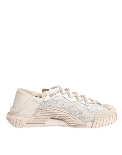 Dolce &amp; Gabbana Witte Veter NS1 Lage Top Sneaker Sportschoenen