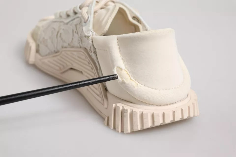 Dolce &amp; Gabbana Witte Veter NS1 Lage Top Sneaker Sportschoenen