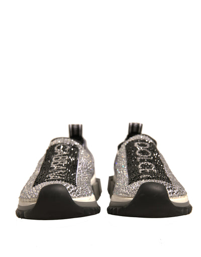 Dolce &amp; Gabbana Zilveren Strass Sorrento Sneakers Schoenen