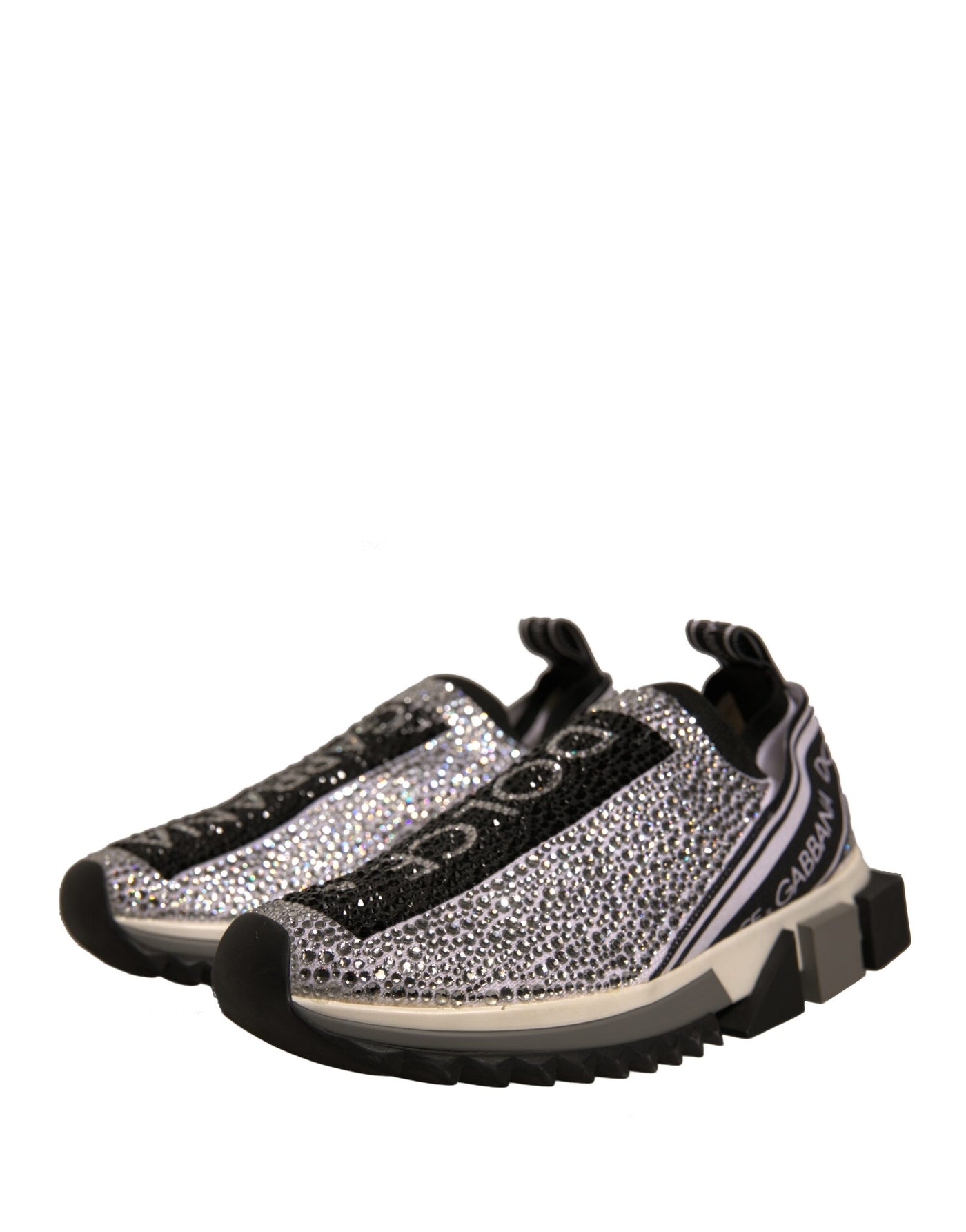 Dolce &amp; Gabbana Zilveren Strass Sorrento Sneakers Schoenen