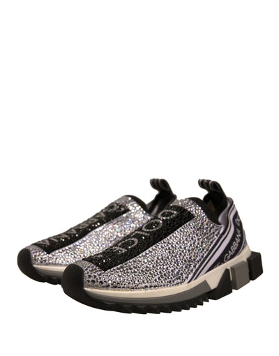 Dolce &amp; Gabbana Zilveren Strass Sorrento Sneakers Schoenen