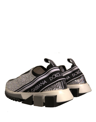 Dolce &amp; Gabbana Zilveren Strass Sorrento Sneakers Schoenen