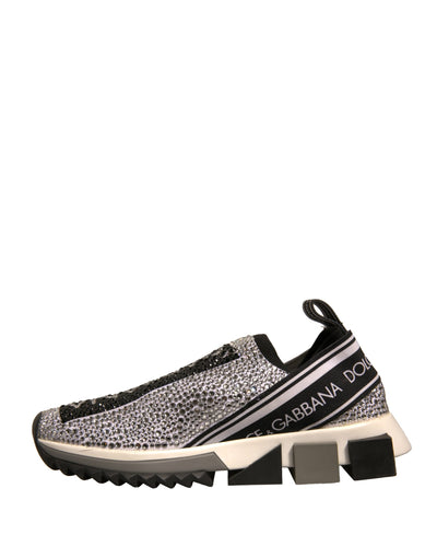 Dolce &amp; Gabbana Zilveren Strass Sorrento Sneakers Schoenen
