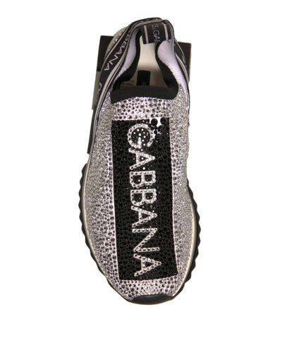 Dolce &amp; Gabbana Zilveren Strass Sorrento Sneakers Schoenen