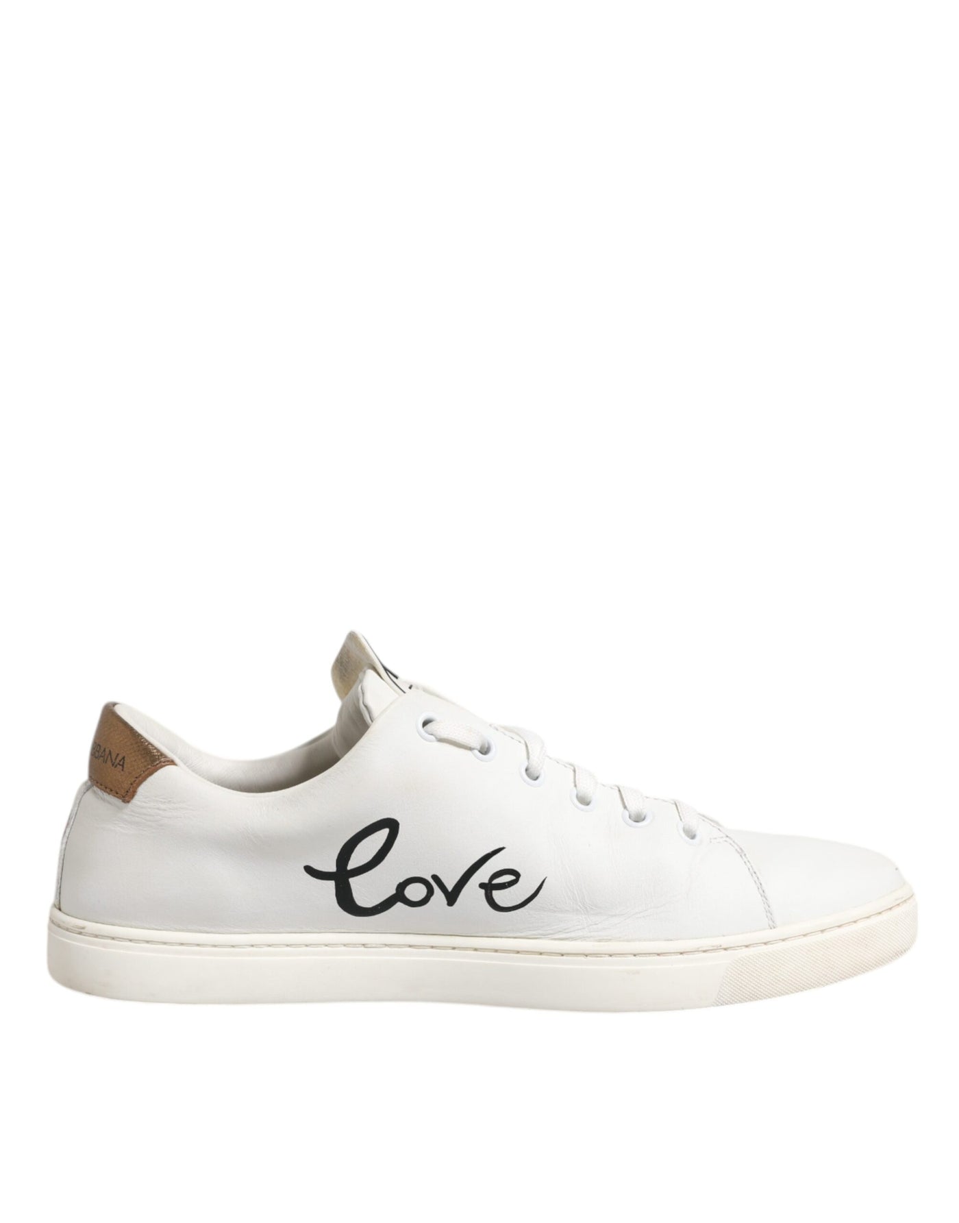 Dolce &amp; Gabbana Witte Leren Sneakers met Hartversiering