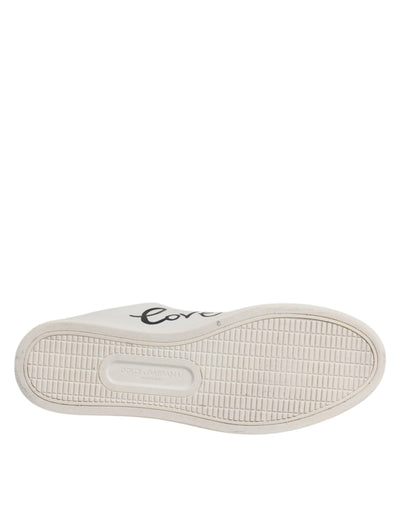 Dolce &amp; Gabbana Witte Leren Sneakers met Hartversiering