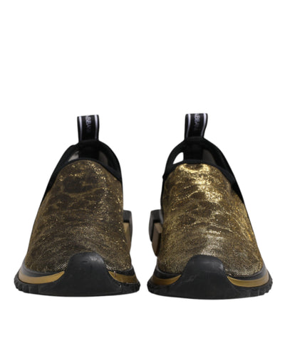 Dolce &amp; Gabbana Gold Glitter Leopard Sorrento Sneakers Schoenen