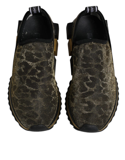 Dolce &amp; Gabbana Gold Glitter Leopard Sorrento Sneakers Schoenen