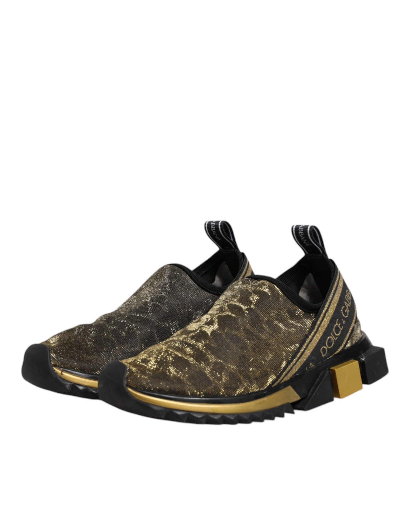 Dolce &amp; Gabbana Gold Glitter Leopard Sorrento Sneakers Schoenen