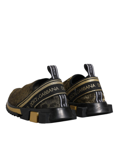 Dolce &amp; Gabbana Gold Glitter Leopard Sorrento Sneakers Schoenen