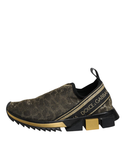 Dolce &amp; Gabbana Gold Glitter Leopard Sorrento Sneakers Schoenen