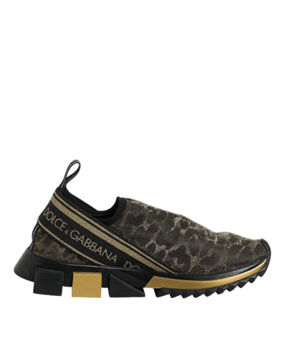Dolce &amp; Gabbana Gold Glitter Leopard Sorrento Sneakers Schoenen