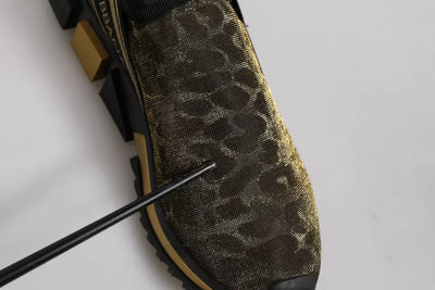 Dolce &amp; Gabbana Gold Glitter Leopard Sorrento Sneakers Schoenen