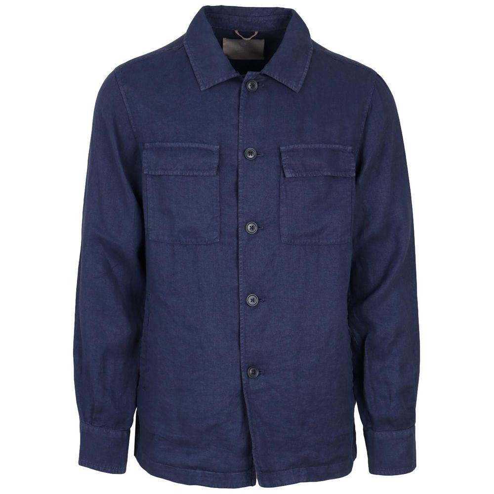 AT.P.CO Blauw linnen overhemd