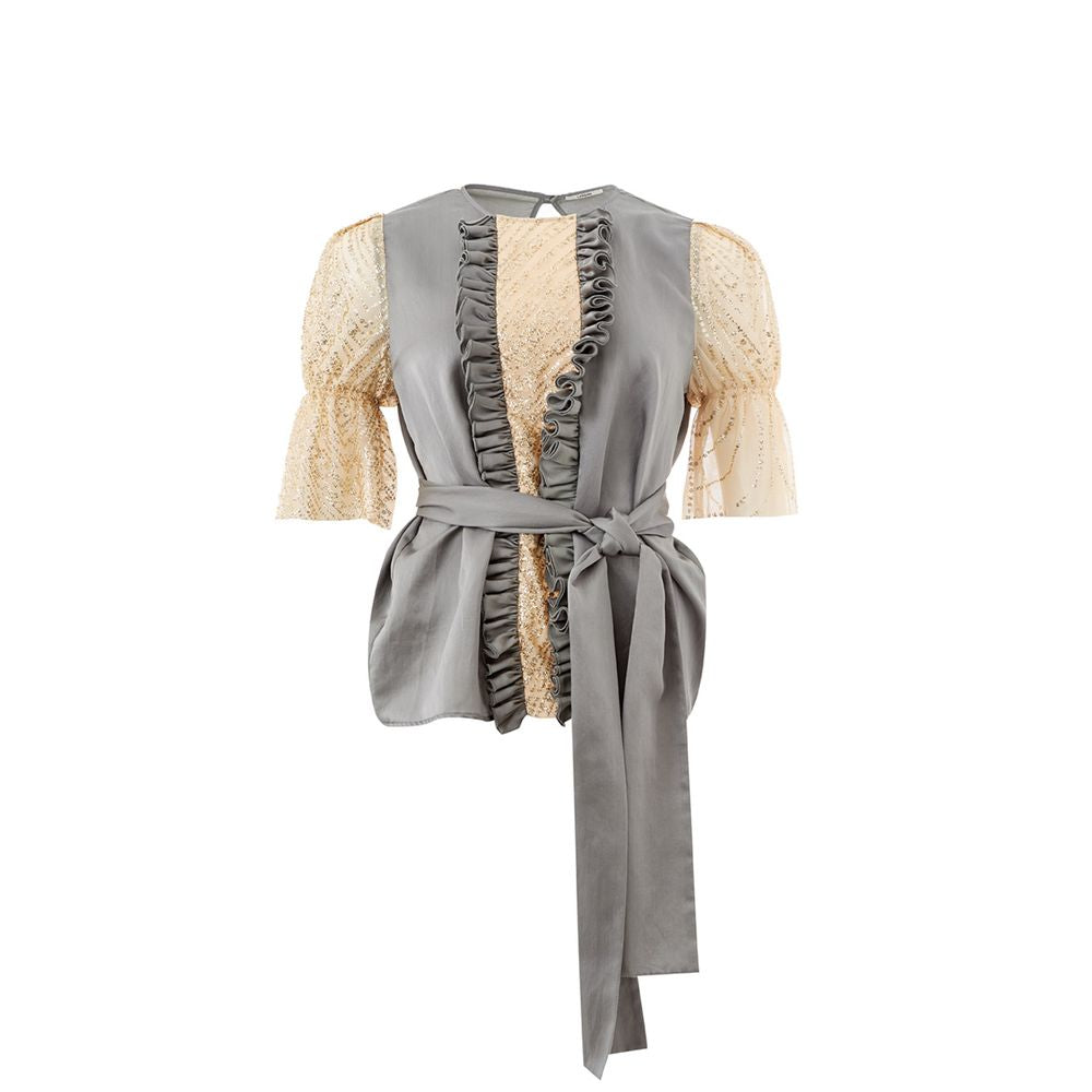 Lardini elegante veelkleurige zijde-linnen top