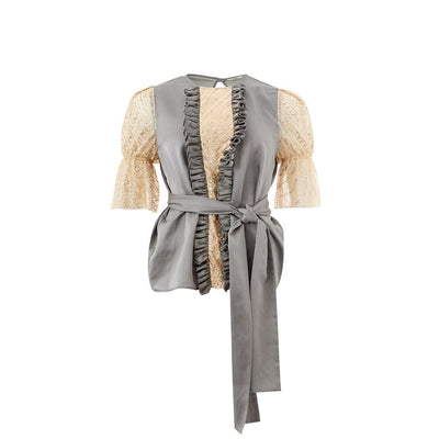 Lardini elegante veelkleurige zijde-linnen top