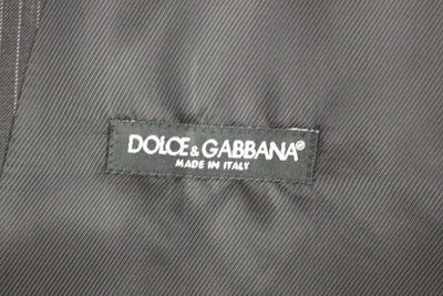 Dolce & Gabbana Gray Striped Wool Single Breasted Vest